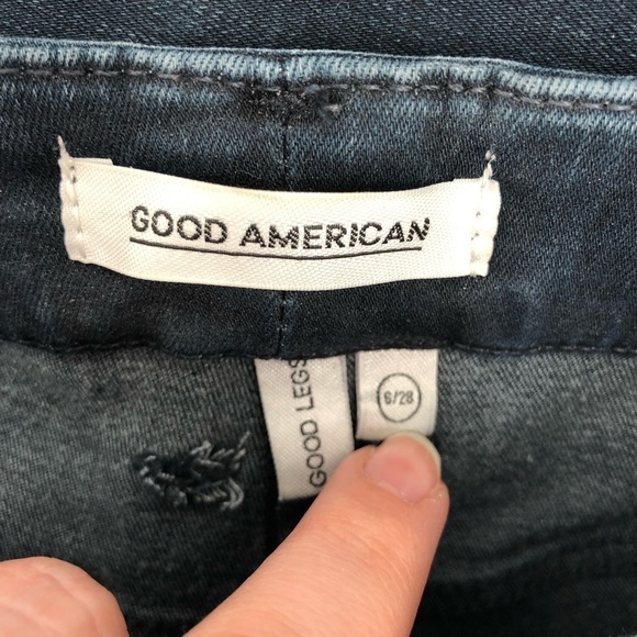 GOOD AMERICAN Good Legs High Rise Skinny Jeans Distressed Stretch Denim 6 28 - Picture 6 of 8